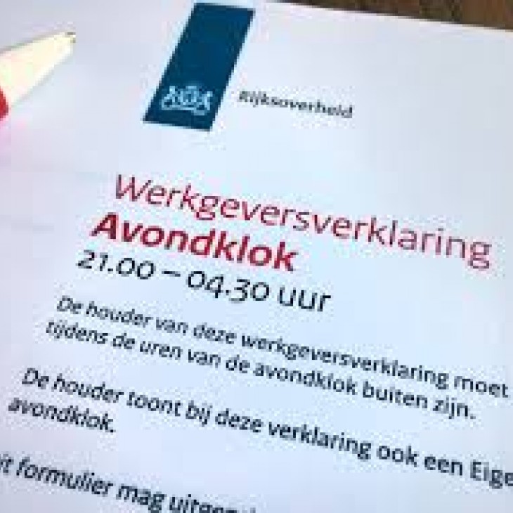 foto Avondklok en landwerk: "zorg dat u de noodzakelijke verklaringen bij u hebt"!